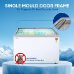 Haier HFC-300GM5, 5-Star Rated Glass Top Freezer, Single Mould, Anti-Rodent, Integrated Lock, with metal Liner inside and 4 Years Comprehensive Warranty (White)