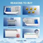 Haier HFC-400GM5, 5-Star Rated Glass Top Freezer, Single Mould, Anti-Rodent, Integrated Lock, with metal Liner inside and 4 Years Comprehensive Warranty (White)