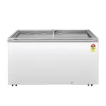 Haier HFC-400GM5, 5-Star Rated Glass Top Freezer, Single Mould, Anti-Rodent, Integrated Lock, with metal Liner inside and 4 Years Comprehensive Warranty (White)