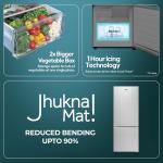 Haier HRB-3502BS-P 325 L 2 Star Frost Free Bottom Mount Double Door Refrigerator | Jhukna Mat - Bottom Freezer | Twin Inverter | Twist Ice Maker | 1 Hour Icing Technology, Brushline Silver