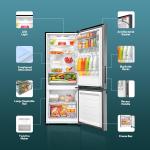 Haier HRB-3502BS-P 325 L 2 Star Frost Free Bottom Mount Double Door Refrigerator | Jhukna Mat - Bottom Freezer | Twin Inverter | Twist Ice Maker | 1 Hour Icing Technology, Brushline Silver