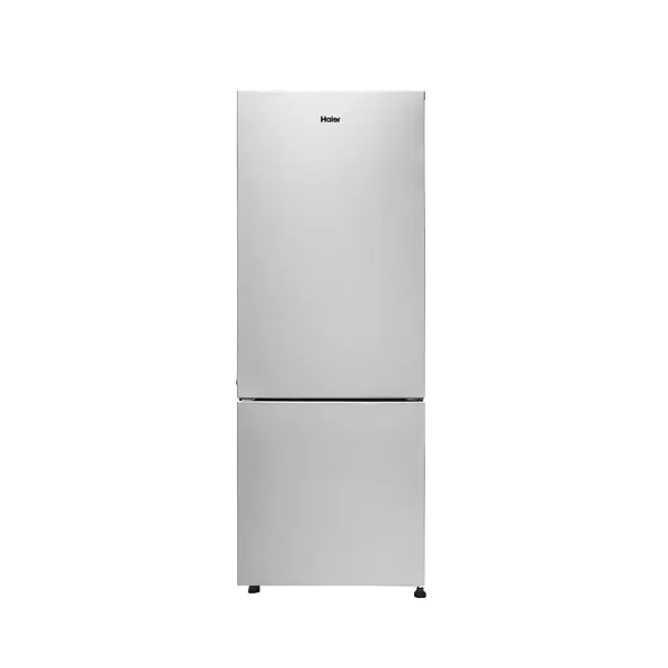Haier HRB-3502BS-P 325 L 2 Star Frost Free Bottom Mount Double Door Refrigerator | Jhukna Mat - Bottom Freezer | Twin Inverter | Twist Ice Maker | 1 Hour Icing Technology, Brushline Silver